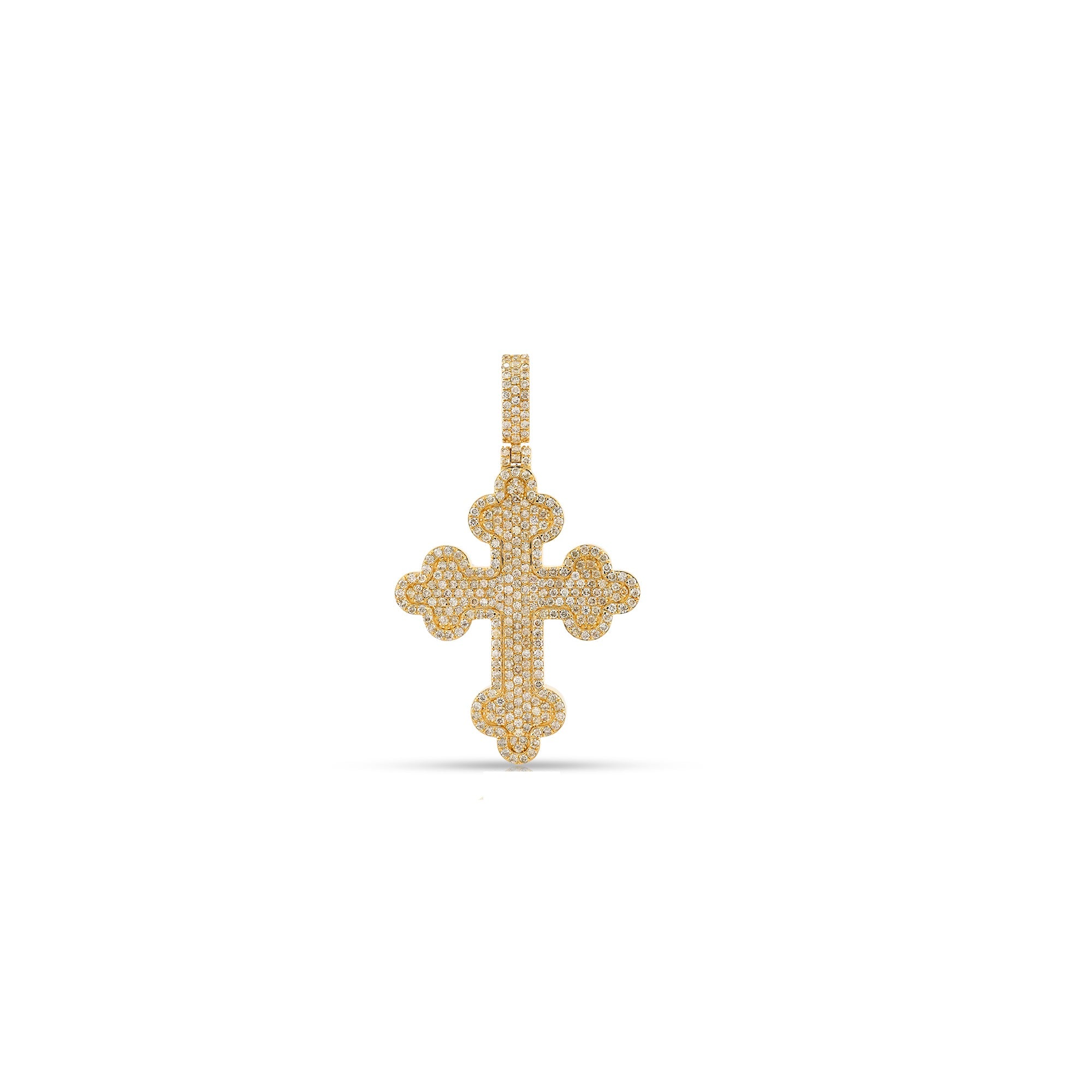 Yellow Gold Round Diamond Cross Pendant