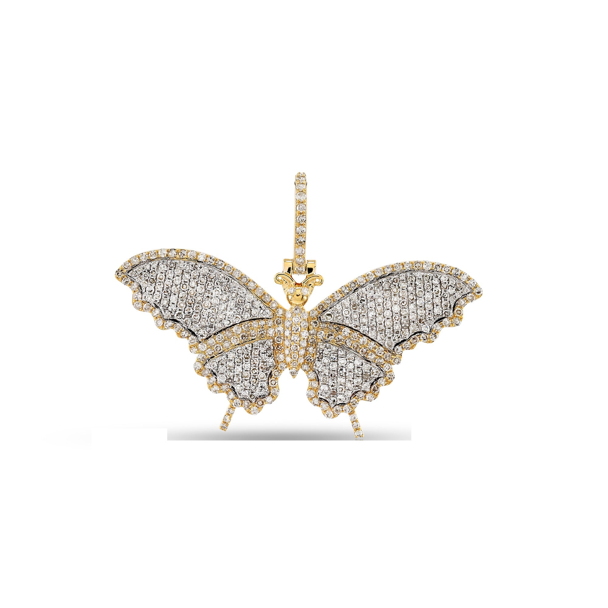 Yellow Gold Round Diamond Butterfly Pendant