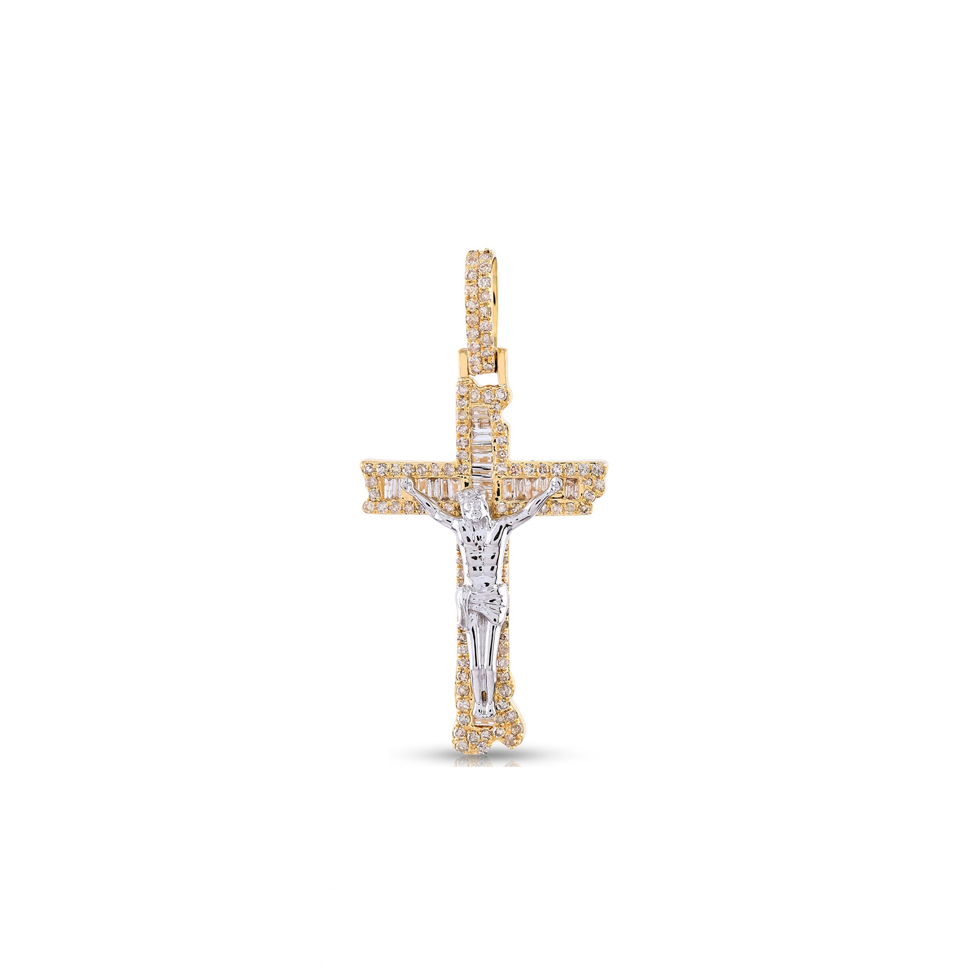 Yellow Gold Diamond Jesus Cross Pendant