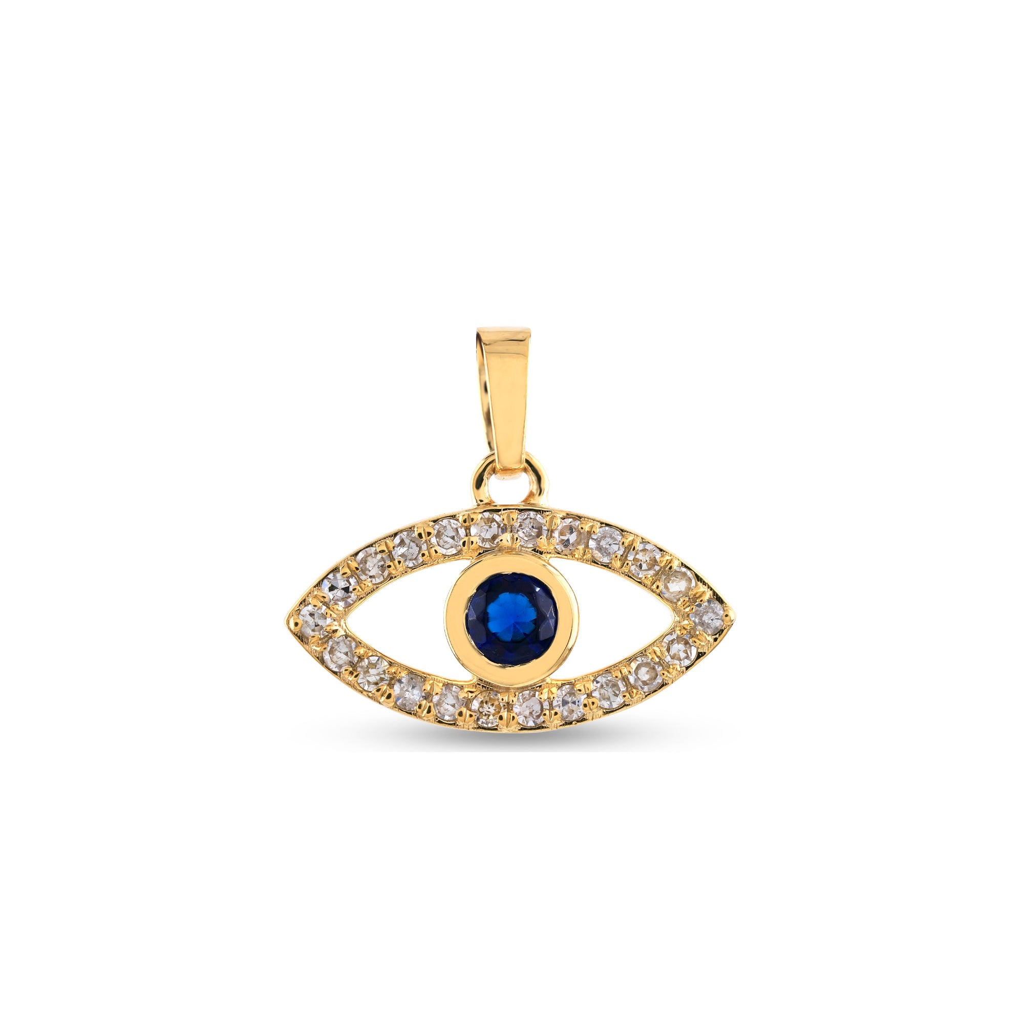 Yellow Gold Round Diamond Evil Eye Pendant