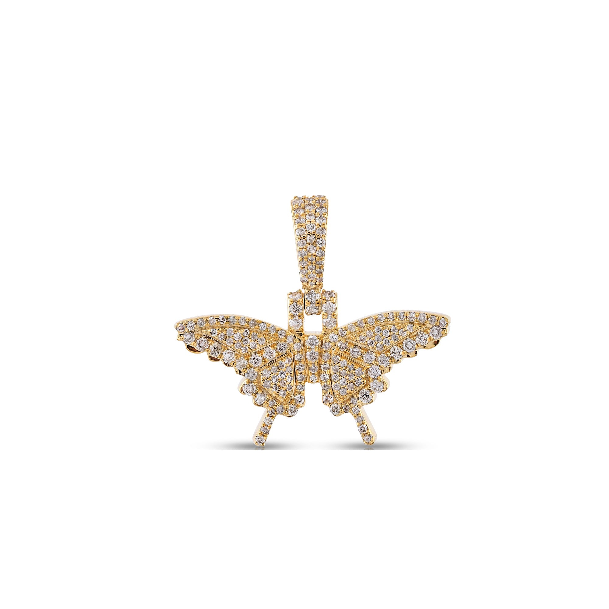 Yellow Gold Round Diamond Butterfly Pendant