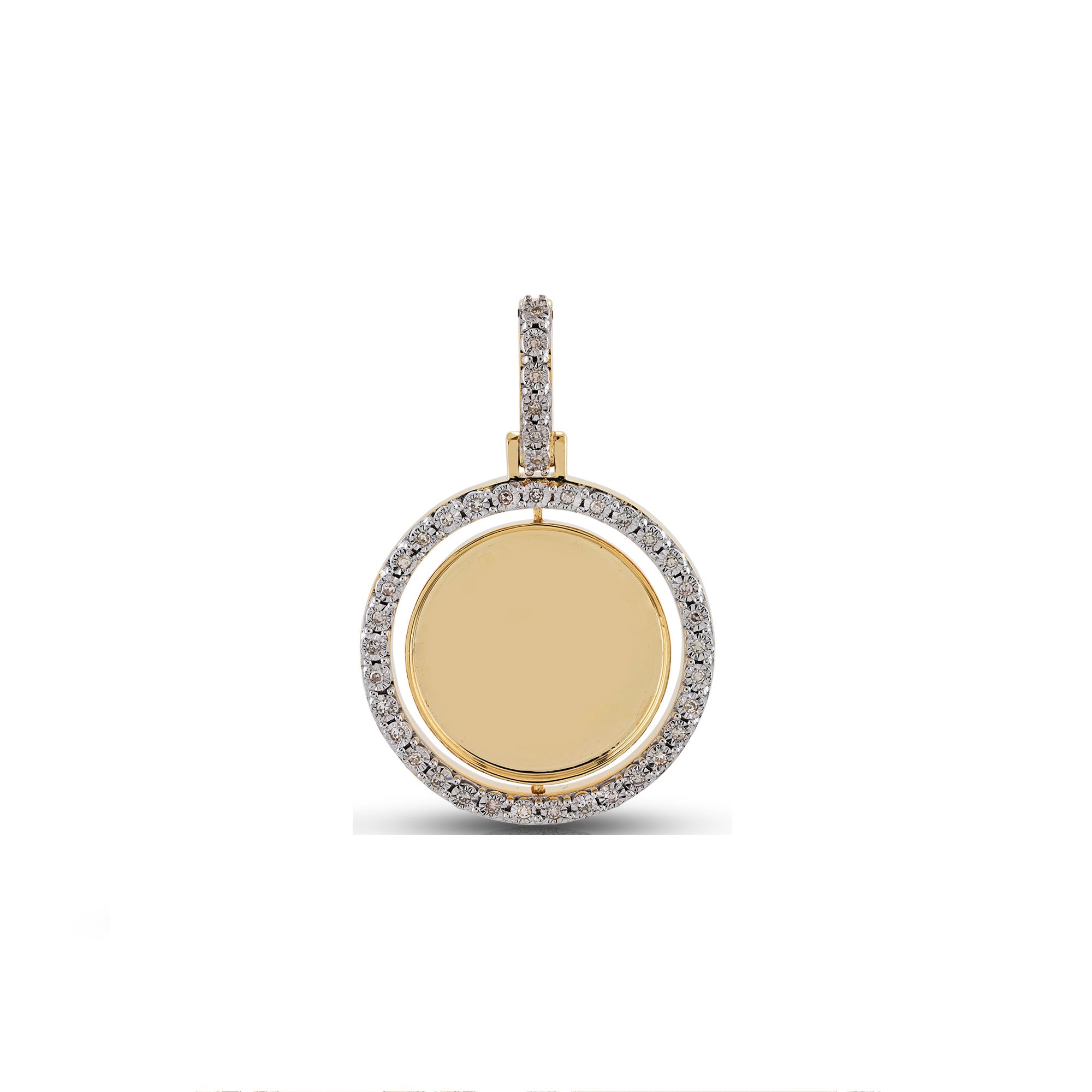 Yellow Gold Round Diamond Illusion Picture Pendant