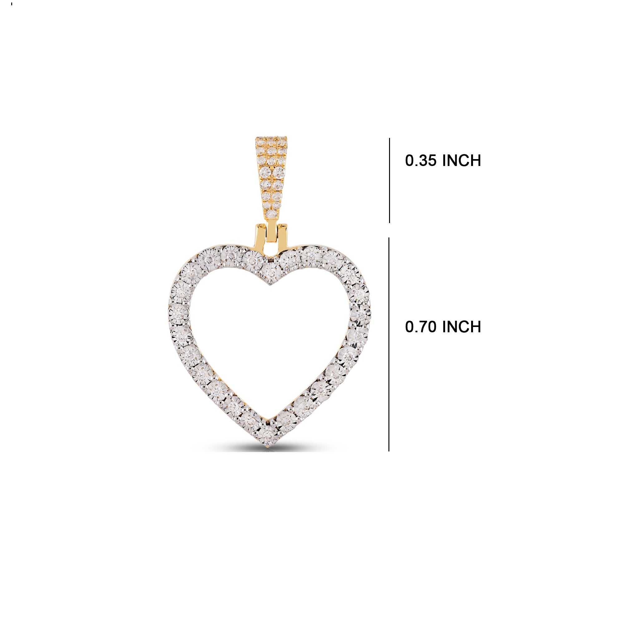 Yellow Gold Round Diamond Heart Pendant For Womens