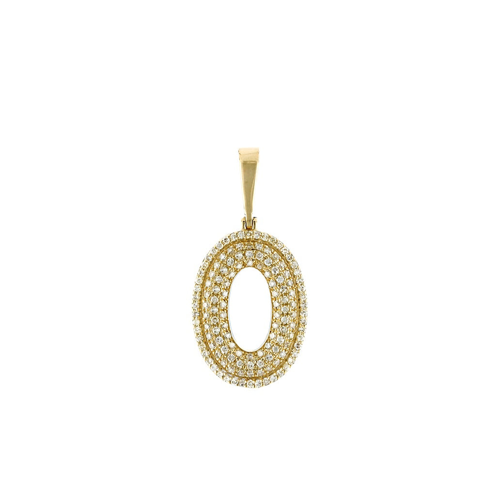 Yellow Gold Round Diamond Cluster Initial Letter Pendant
