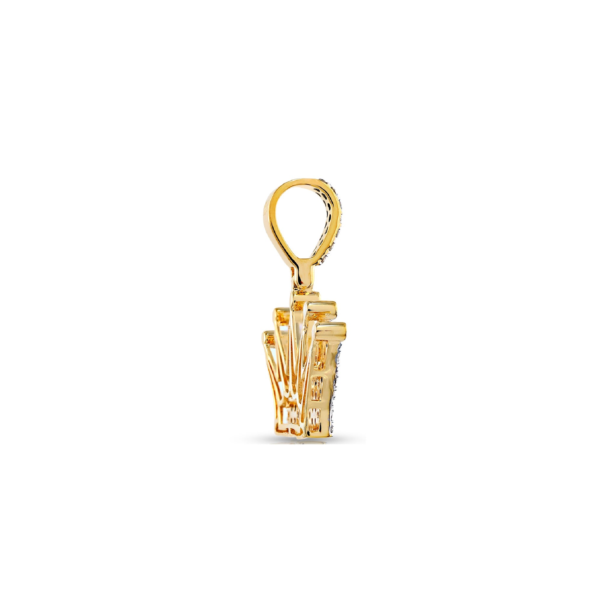 Yellow Gold Round Diamond Cluster Crown Pendant