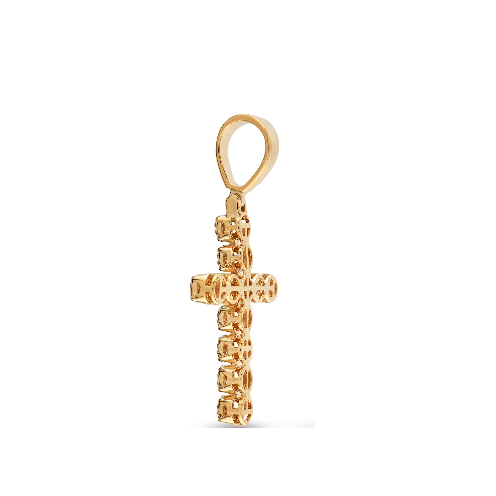 Yellow Gold Round Diamond Cross Pendant