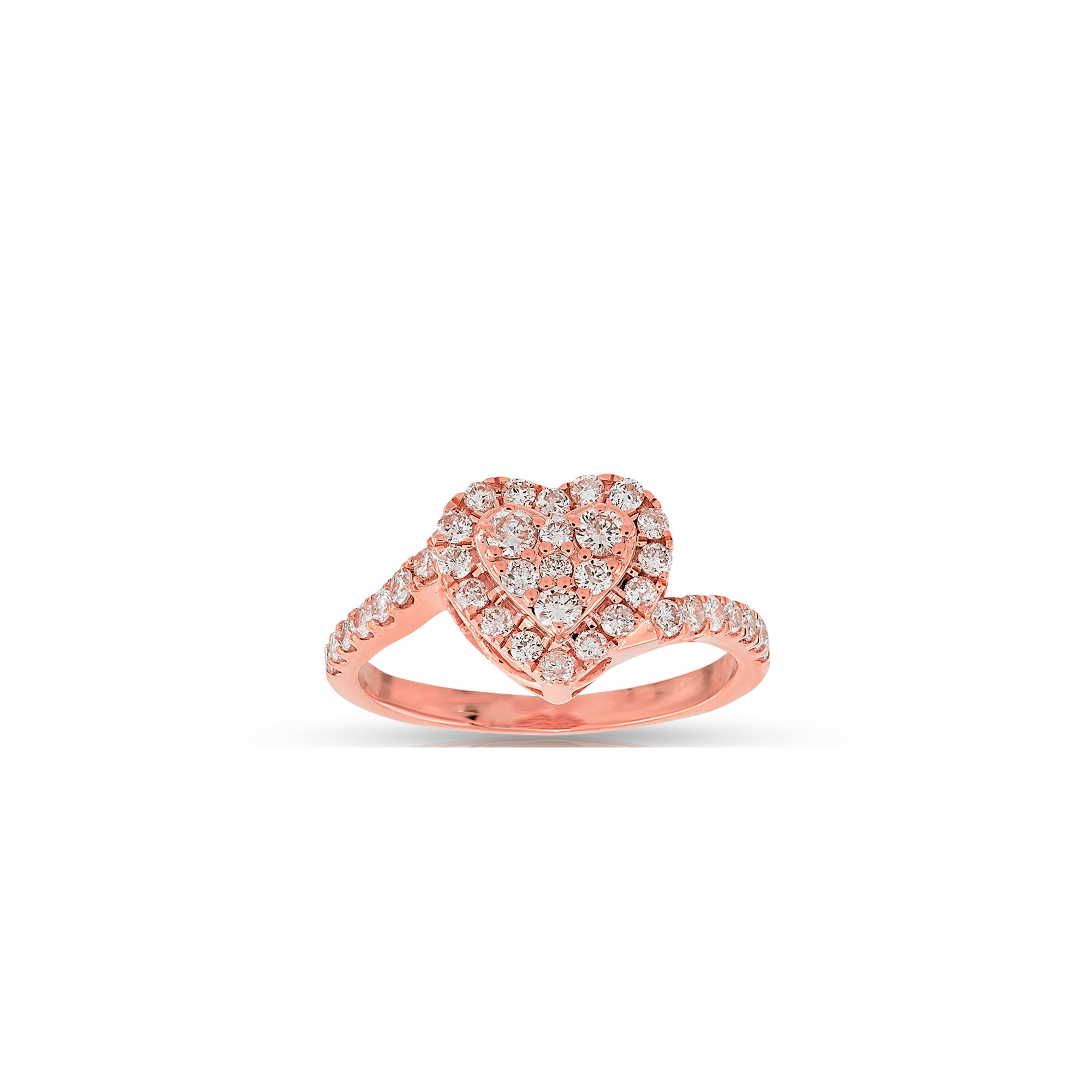 Rose Gold Round Diamond Heart Ring For Women's
