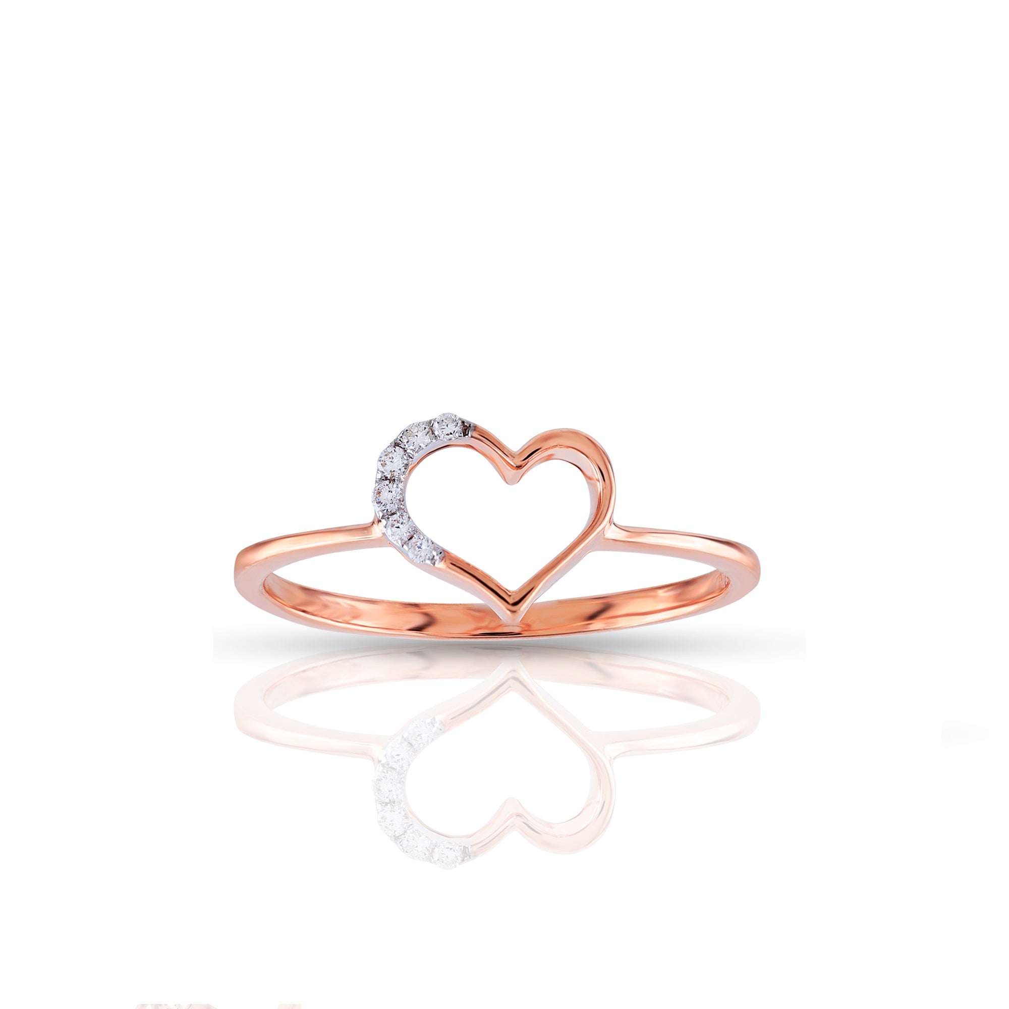 Rose Gold Round Diamond Heart Ring For Women's