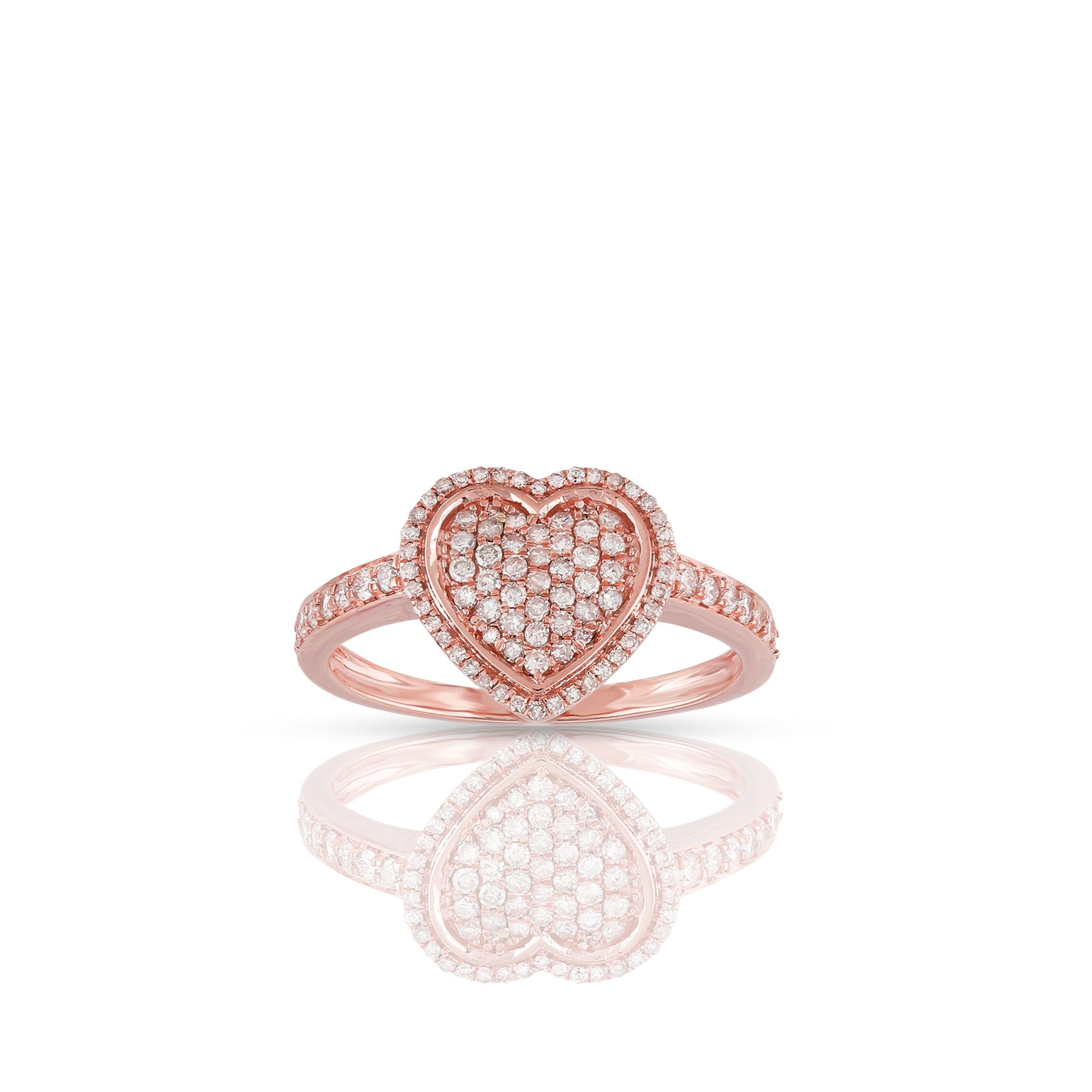 Rose Gold Round Diamond Cluster Heart Ring