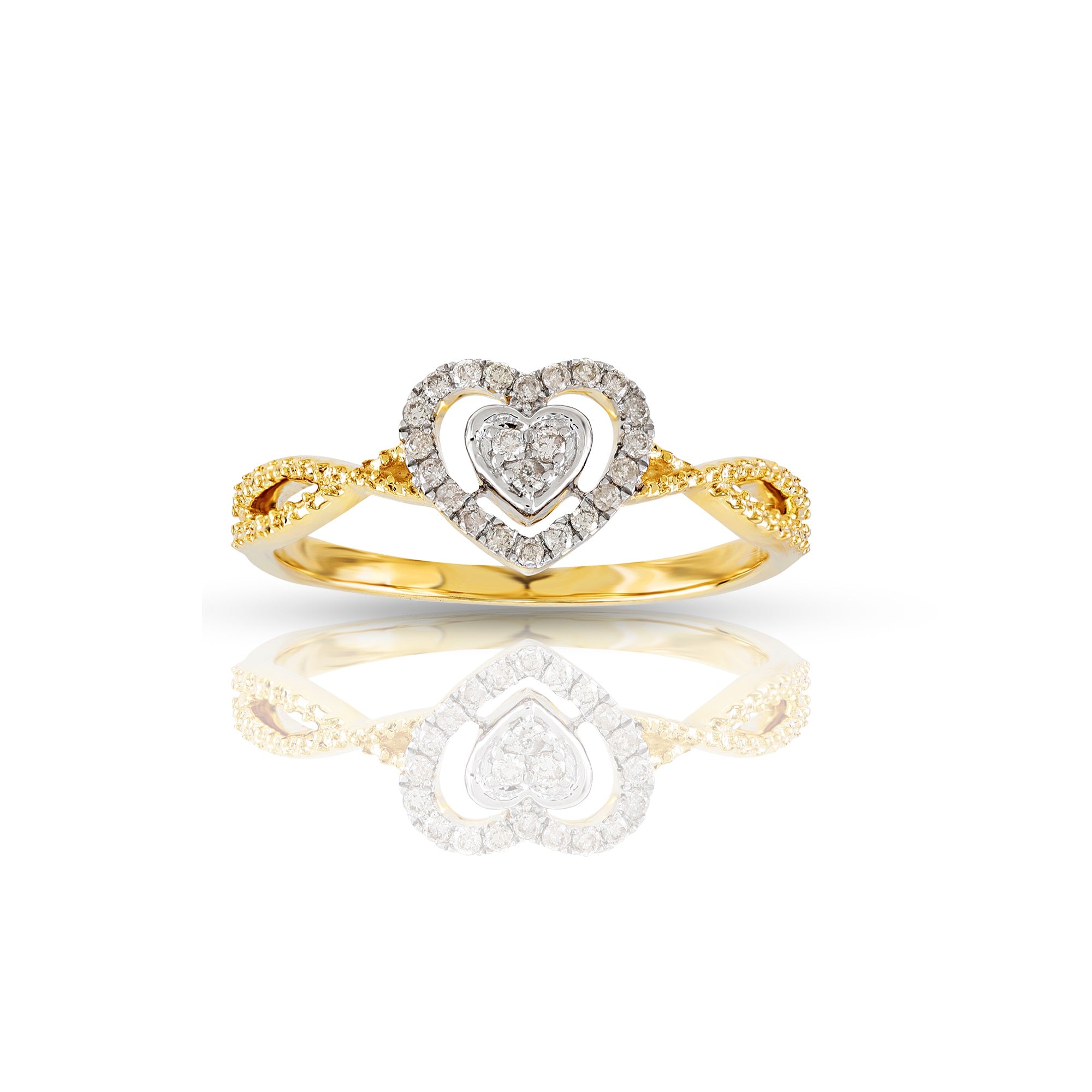 White Diamond Double Heart Ring