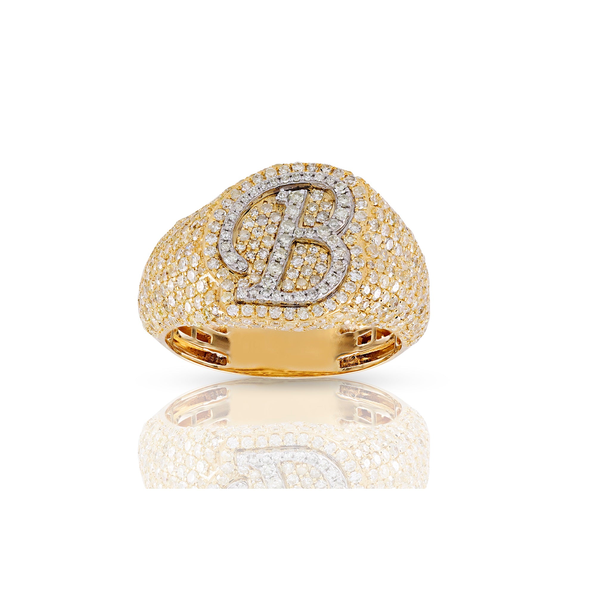 10K Yellow Gold  White Round Diamond Initial Letter Pendants