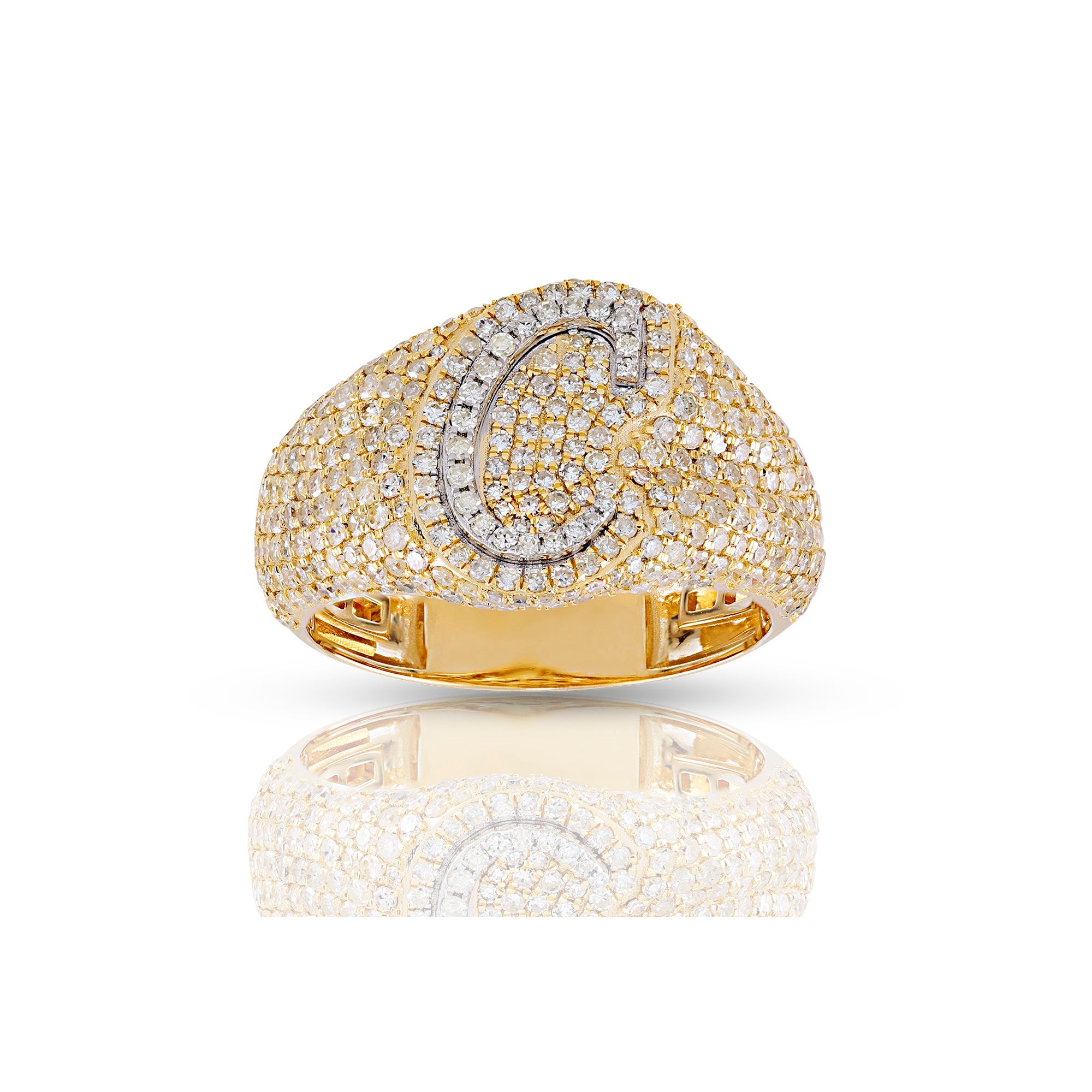 10K Yellow Gold  White Round Diamond Initial Letter Pendants