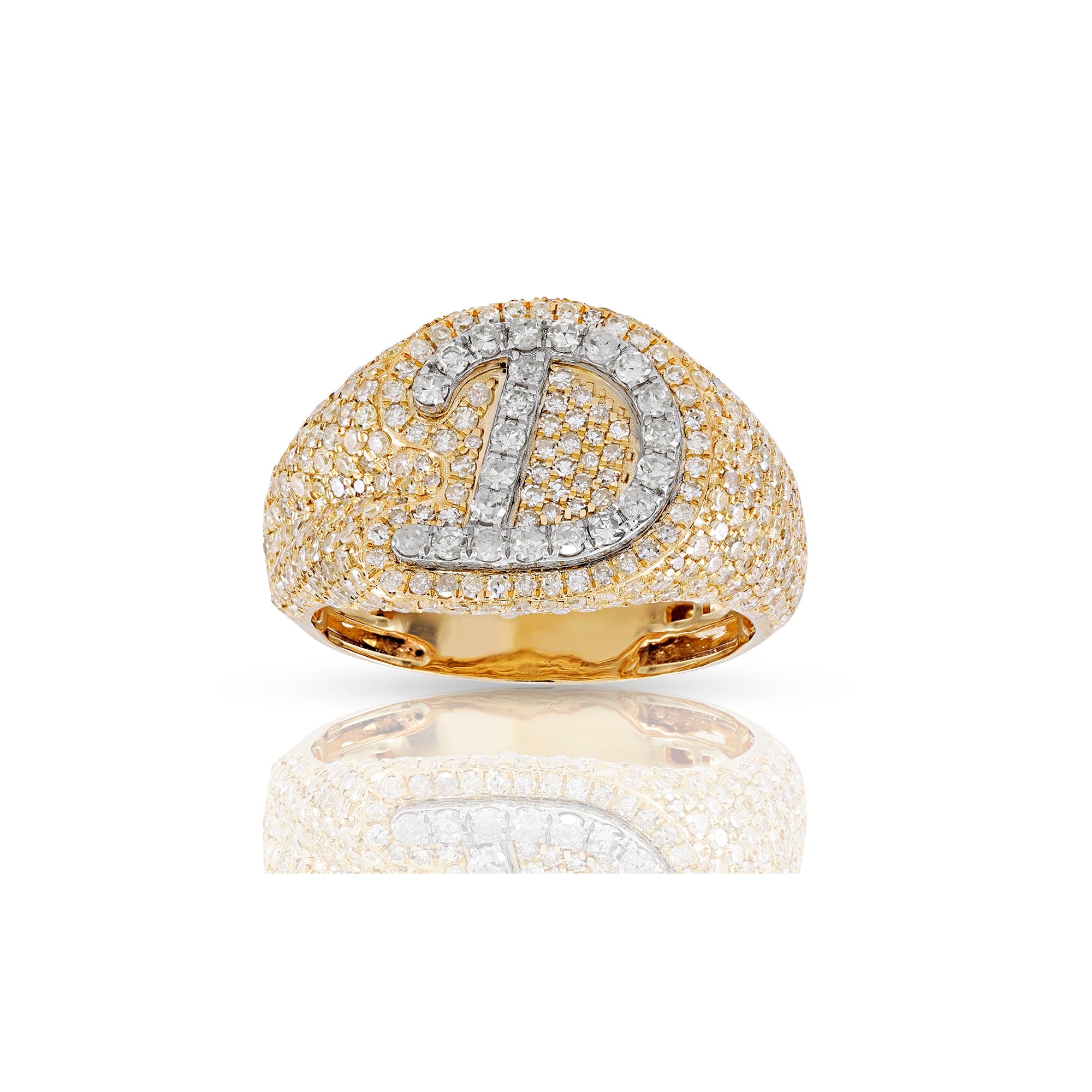 10K Yellow Gold  White Round Diamond Initial Letter Pendants