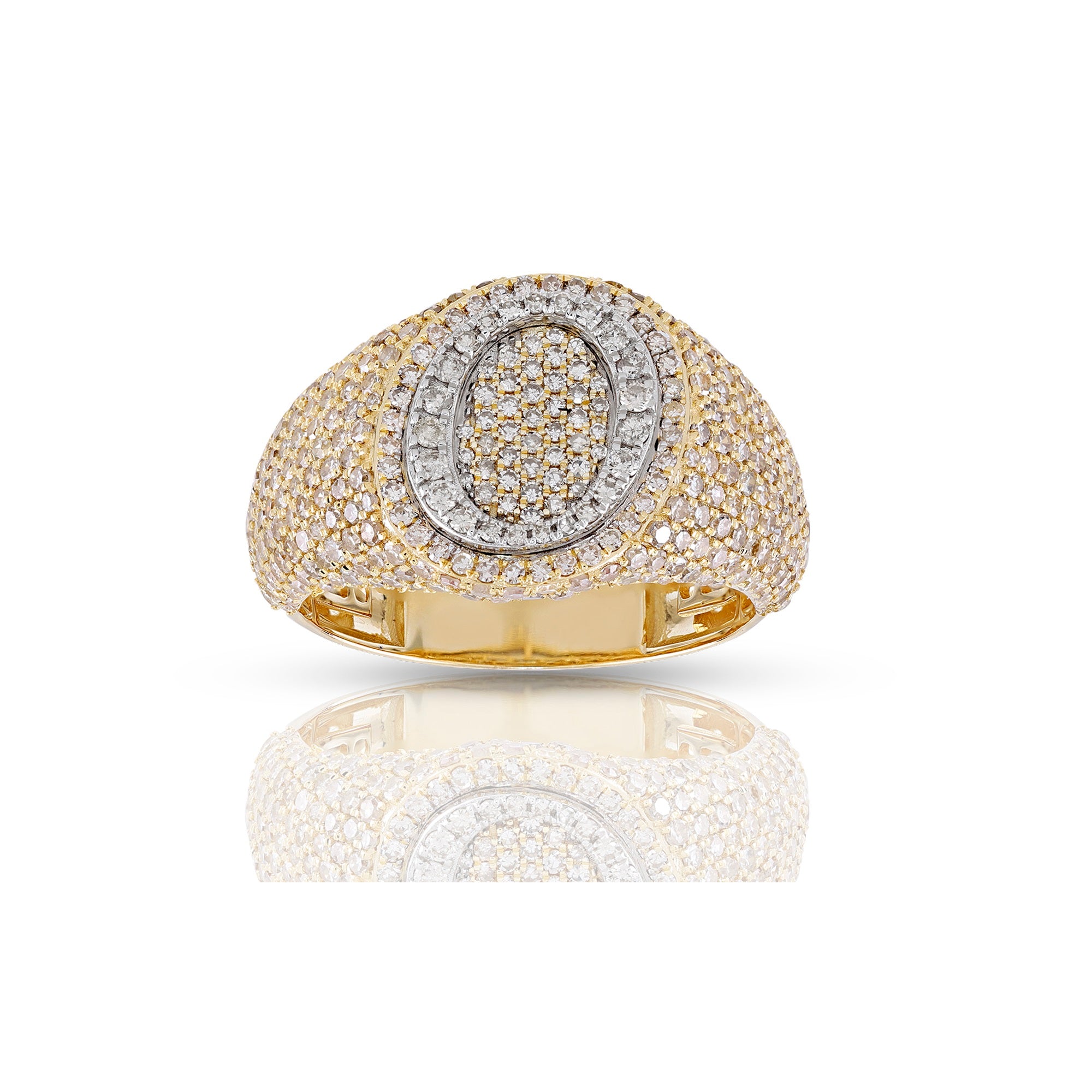 14K Yellow Gold  White Round Diamond Initial Letter Pendants