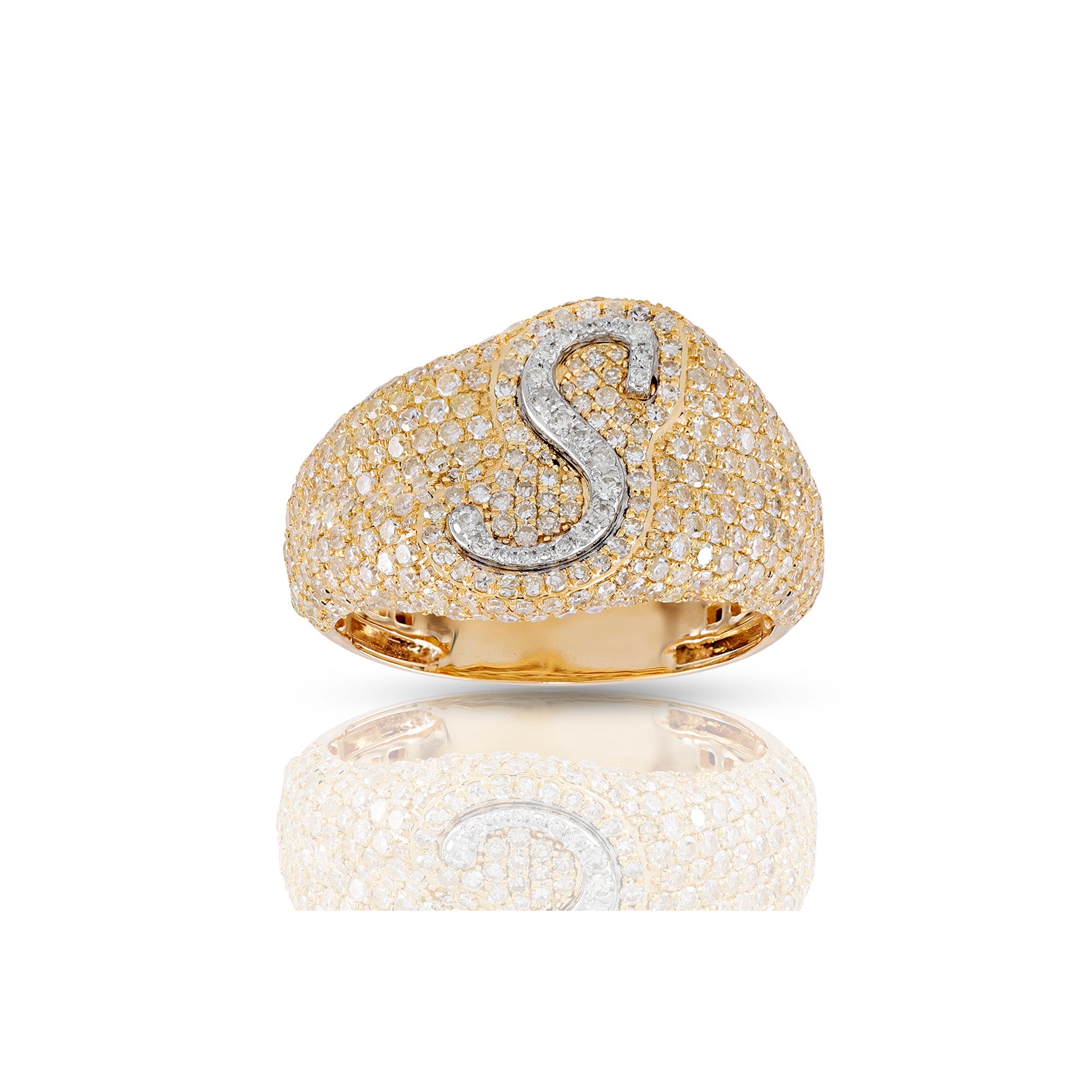 10K Yellow Gold  White Round Diamond Initial Letter Pendants