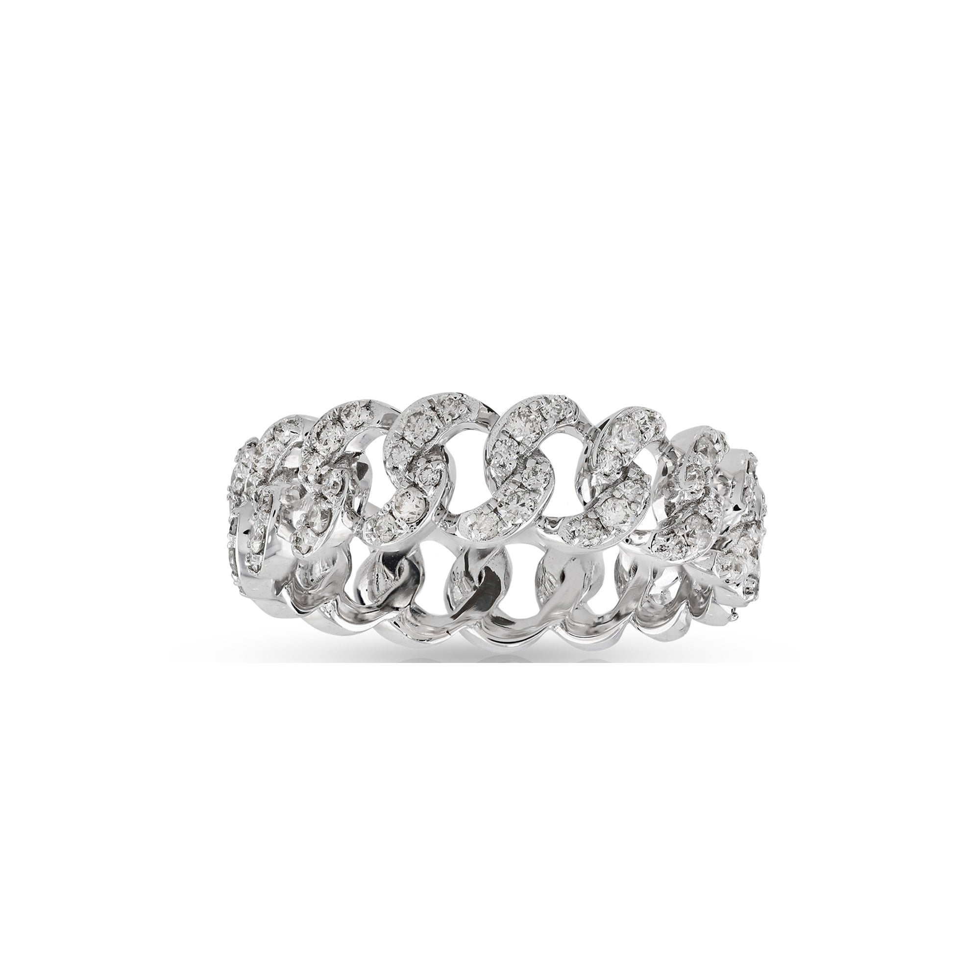 White Gold Round Diamond Cuban Ring For Men's