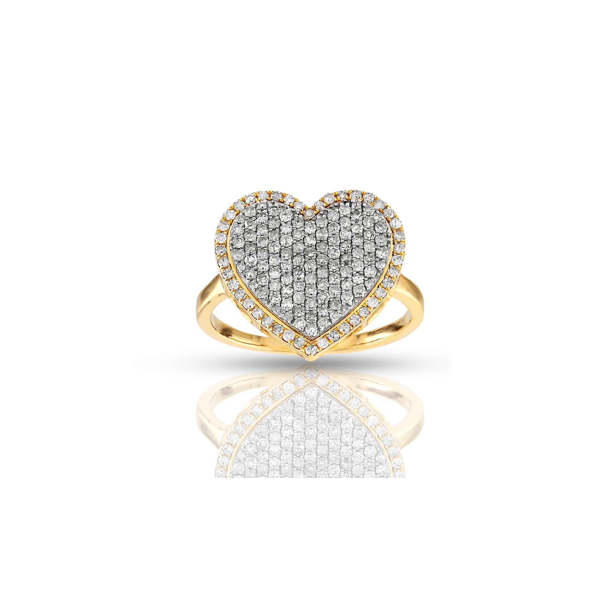 15.75mm Yellow Gold White Diamond Heart Ring