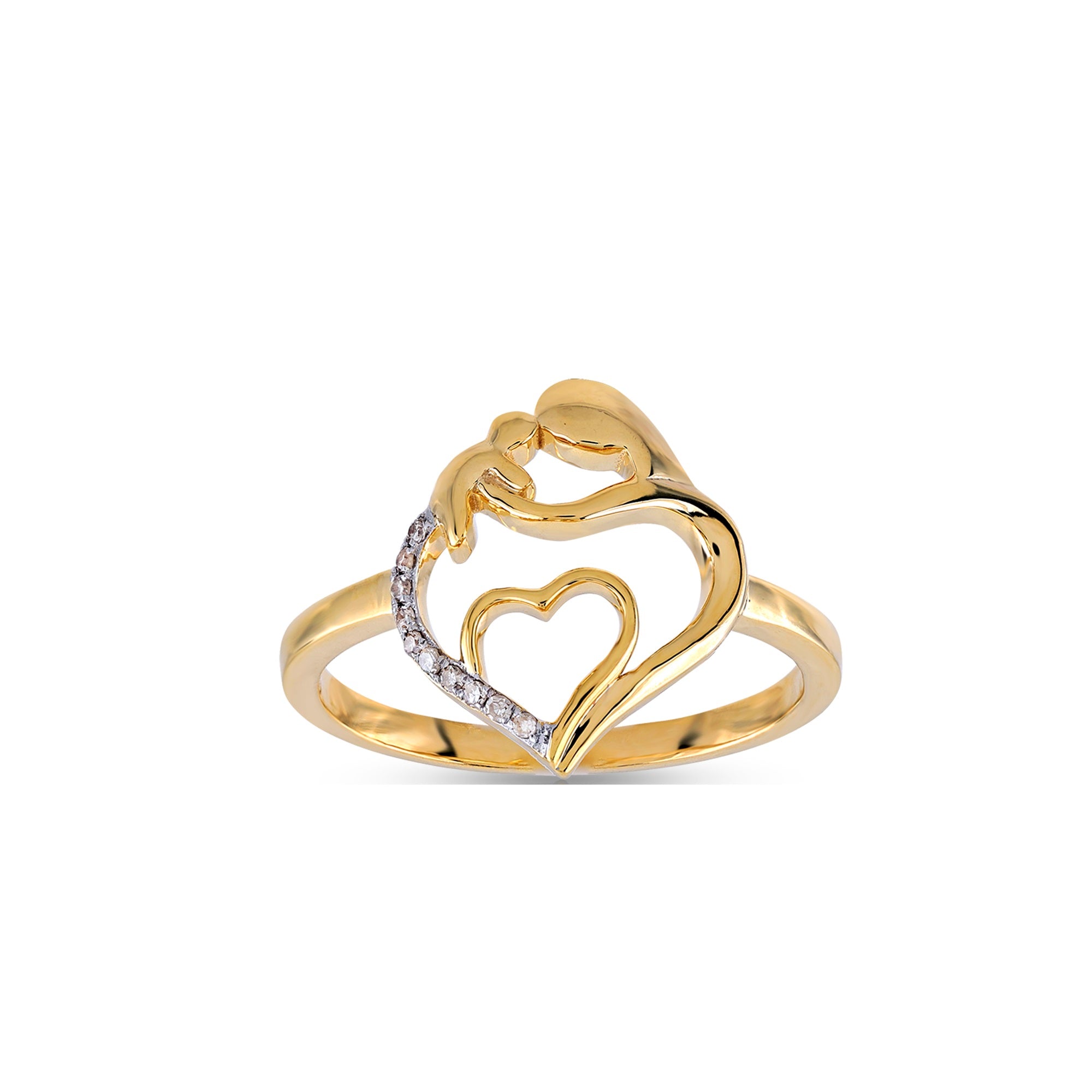 Yellow Gold Mother's Day Diamond Heart Ring