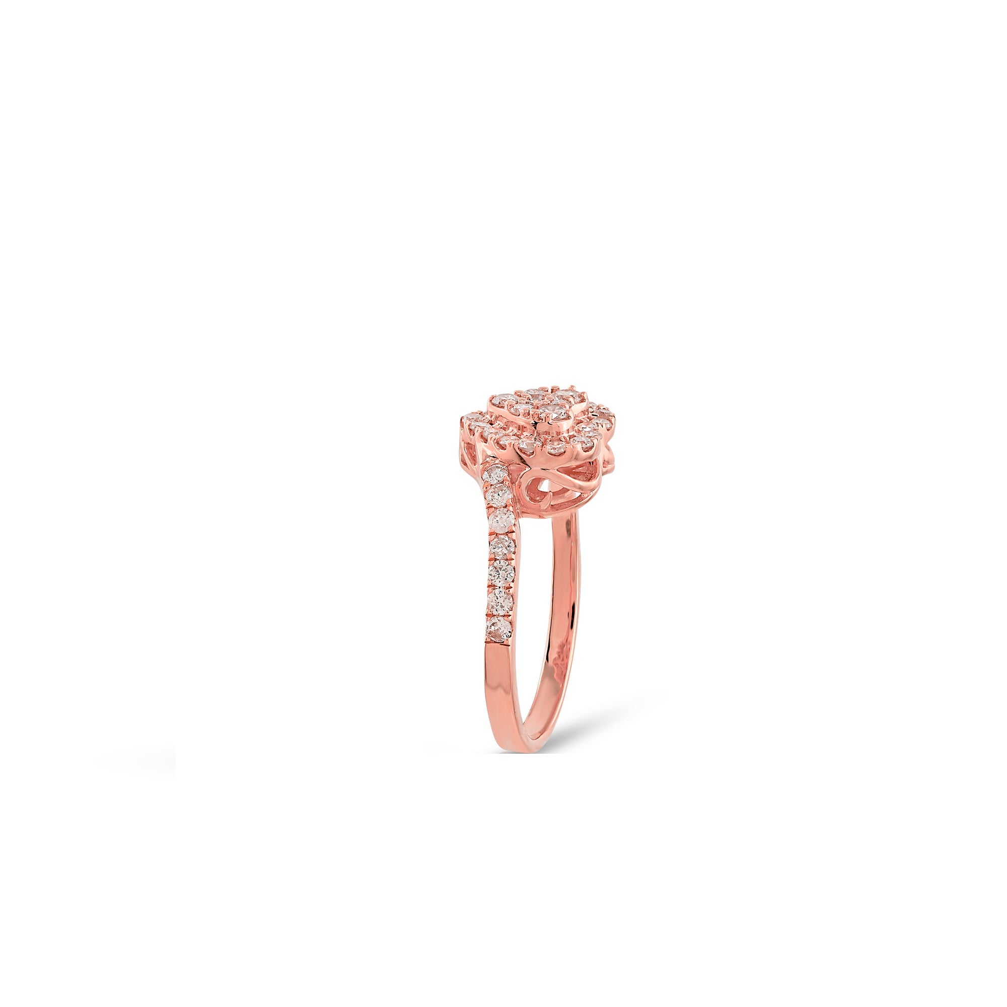 Rose Gold Round Diamond Heart Ring For Women's