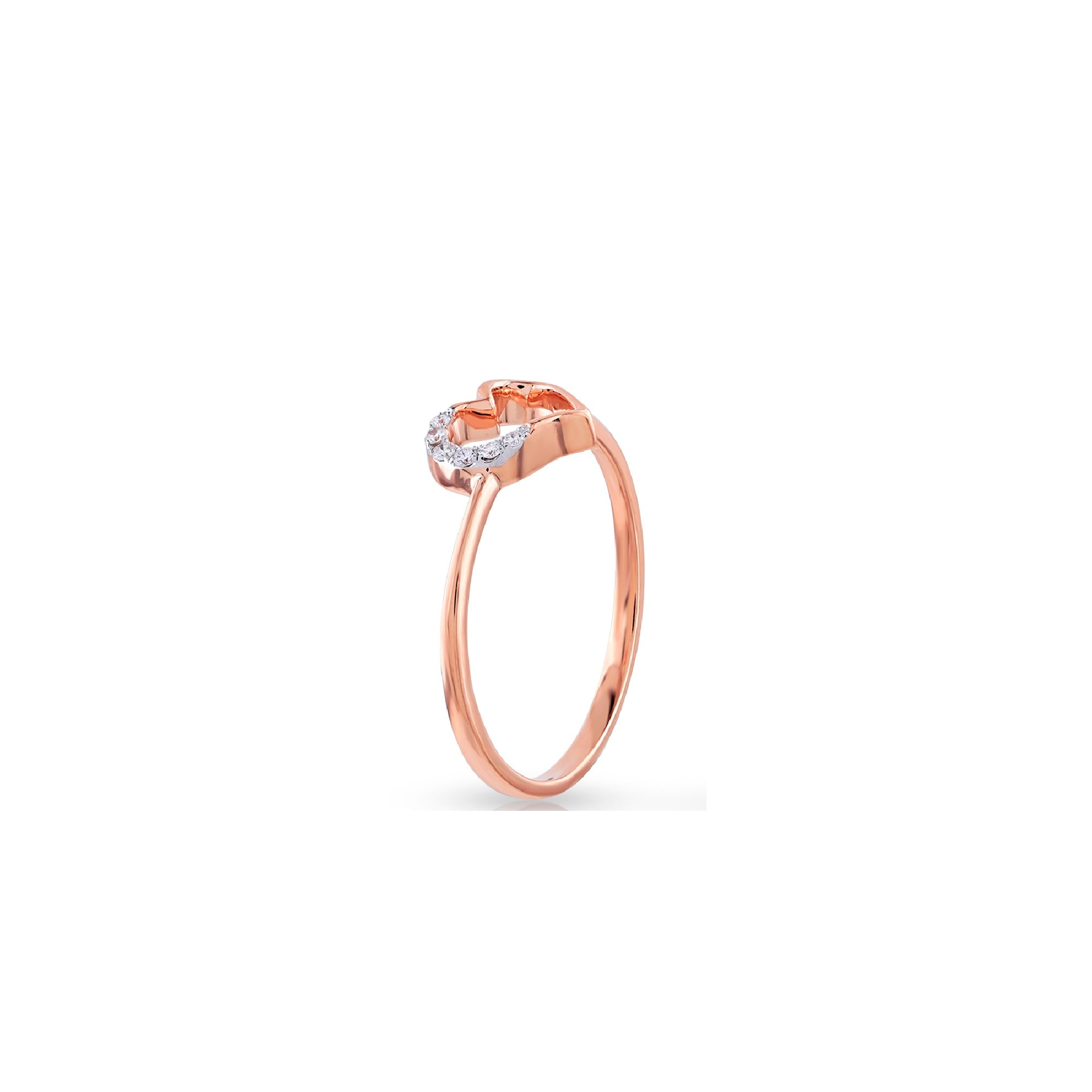 Rose Gold Round Diamond Heart Ring For Women's