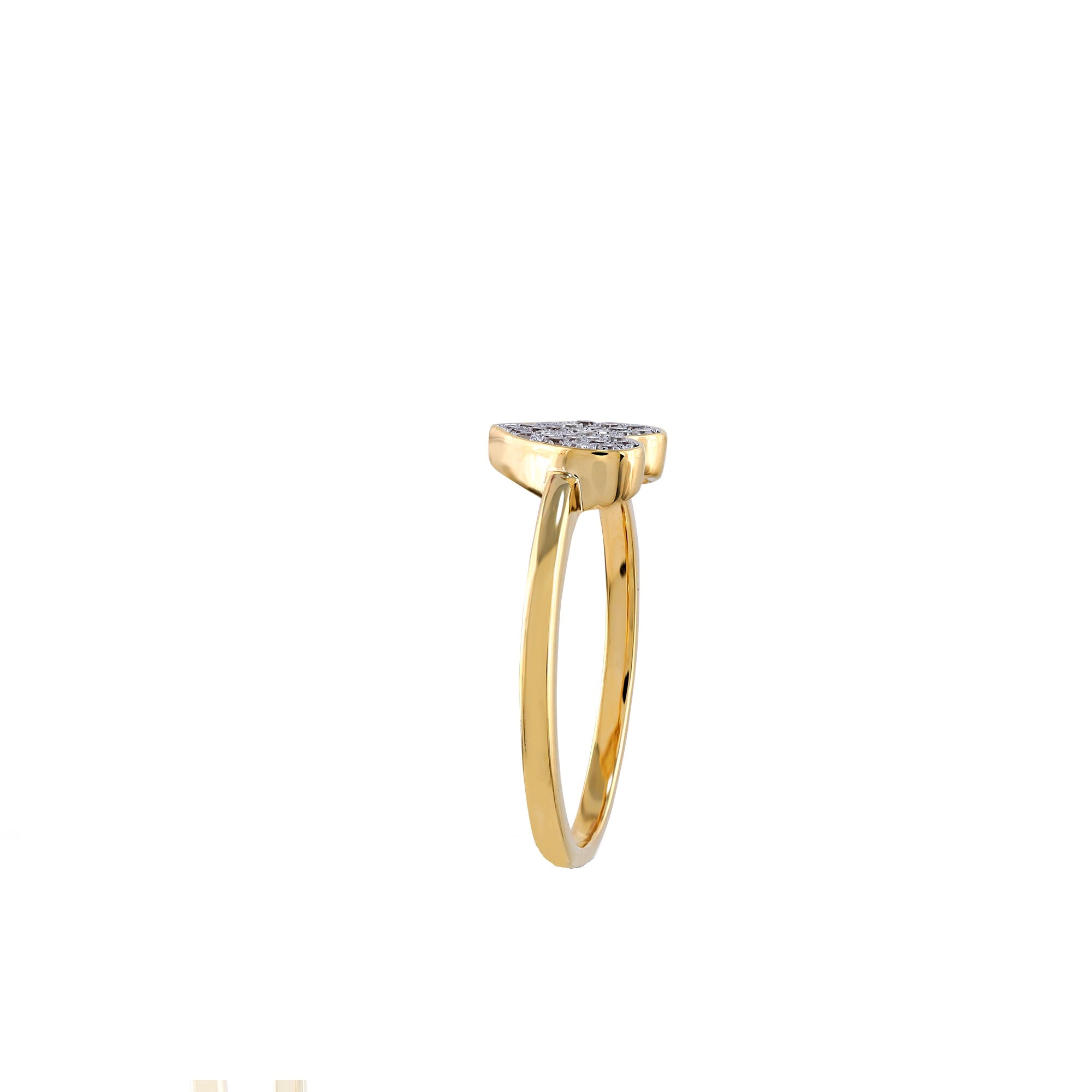 Yellow Gold Round Diamond Cluster Heart Ring